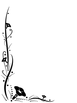 Flower border black and white clipart
