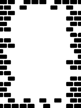 Brick frame border black and white clipart