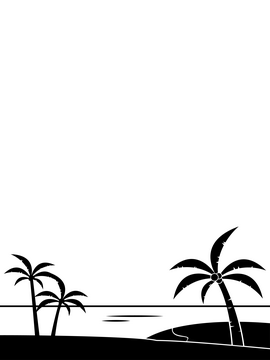 Beach palm border black and white clipart