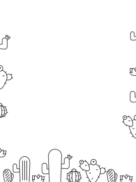 Cactus border black and white clipart