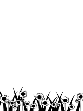 Sunflower border black and white clipart