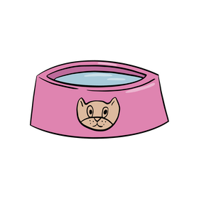Cat drinking bowl clipart