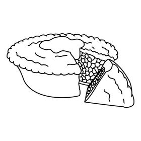 Meat pie black and white clipart