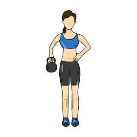 Girl lifting kettlebells clipart
