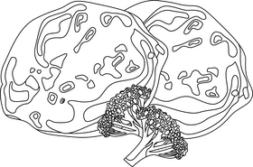 Bubble squeak British food black and white clipart