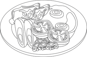 English Breakfast black and white clipart