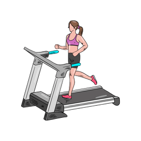 Woman running, fat burning in gym clipart