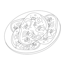 Oven baked naan black and white clipart