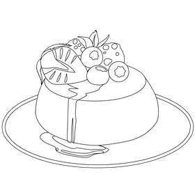 Panna cotta black and white clipart