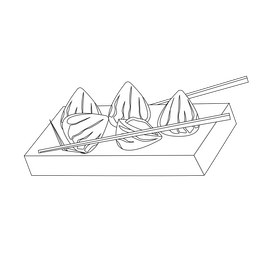 Mochi Japanese food black and white clipart