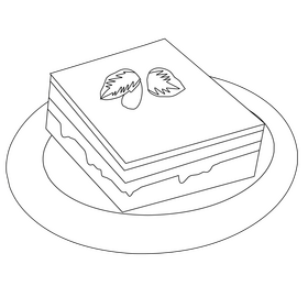 Tiramisu dessert black and white clipart