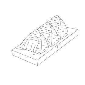 Onigiri Japanese rice balls black and white clipart