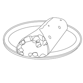 Burrito black and white clipart
