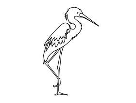 Crane bird black and white clipart