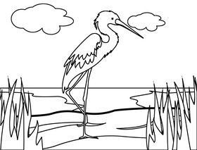 Crane bird black and white vector