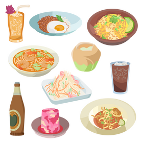 Thai food set vector