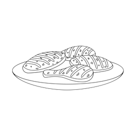 Grilled chicken black and white clipart