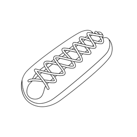 Hot dog black and white clipart