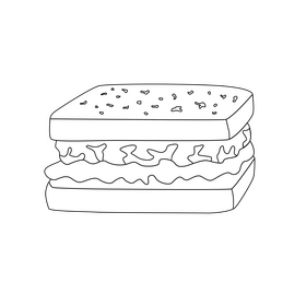 Tuna fish sandwich black and white clipart
