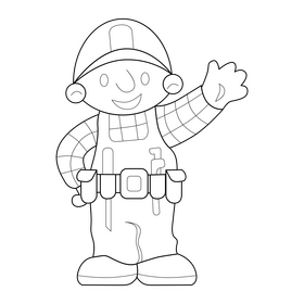 Bob The Builder Bob drawing black and white clipart