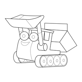Bob The Builder, Muck bulldozer drawing black and white clipart