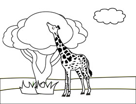 Giraffe black and white vector