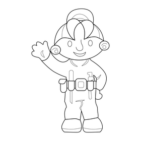 Bob The Builder, Wendy drawing black and white clipart