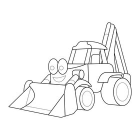 Bob The Builder, Scoop digger drawing black and white clipart