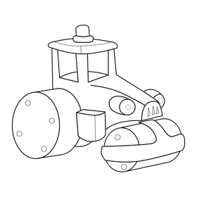 Bob The Builder, Roley road roller drawing black and white clipart