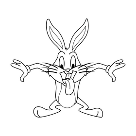 Cartoon Bugs Bunny scare drawing black and white clipart