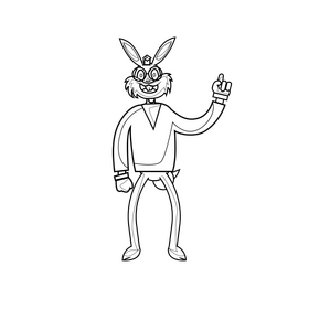 Bugs Bunny teacher drawing black and white clipart