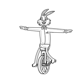 Bugs Bunny circus drawing black and white clipart