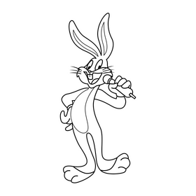 Bugs Bunny singing drawing black and white clipart
