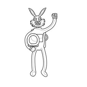 Bugs Bunny astronaut drawing black and white clipart