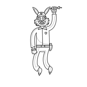 Bugs Bunny police drawing black and white clipart