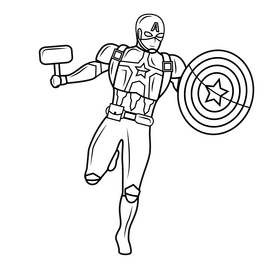 Captain America Avengers Endgame drawing black and white clipart