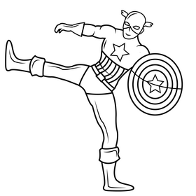 Captain America 1944 drawing black and white clipart