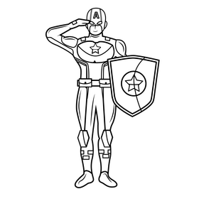 Captain America Steve Rogers drawing black and white clipart