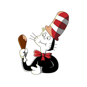 Dr. Seuss Cat in the Hat eating chicken clipart
