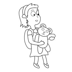 Cat in the Hat Sally character drawing black and white clipart