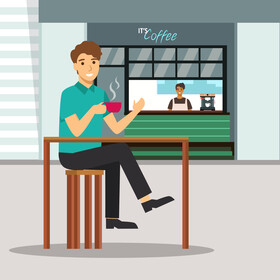 Man sitting cafe vector
