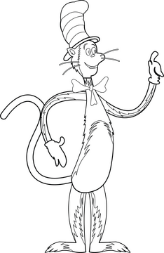 Cat In The Hat cartoon drawing black and white clipart