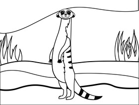 Meerkat black and white vector