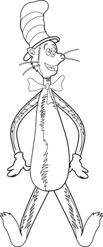 Cat In The Hat happy drawing black and white clipart