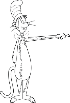 Dr. Seuss Cat in the hat drawing black and white clipart