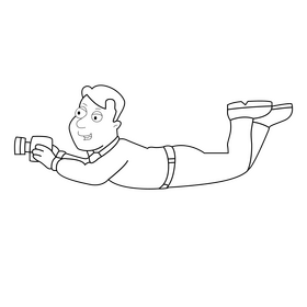 Family Guy cameraman drawing black and white clipart