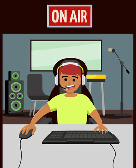 Live game streamer boy vector