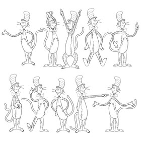 Cat In The Hat character images set black and white vector