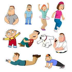 Family Guy cartoon characters set vector