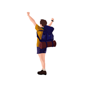 Happy man hiking clipart